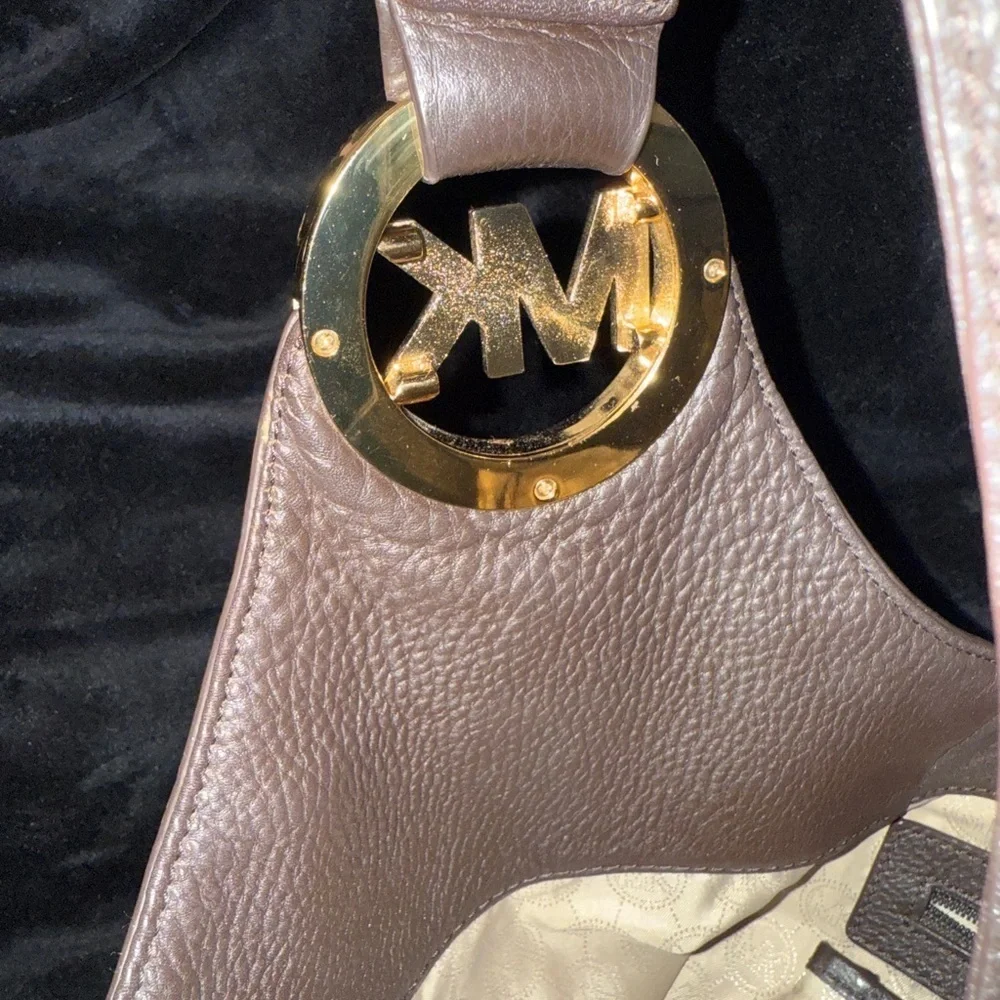 Michael Kors Chocolate Brown Hobo Bag with Gold Detail